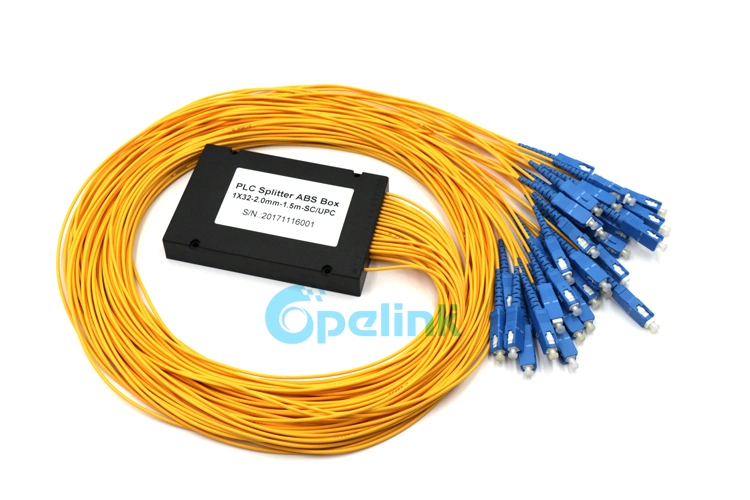 1X32 Fiber Optic Splitter, Excellent Uniformity Optical Splitter, Multi-Purpose Fiber PLC Splitter with ABS Box Packaging