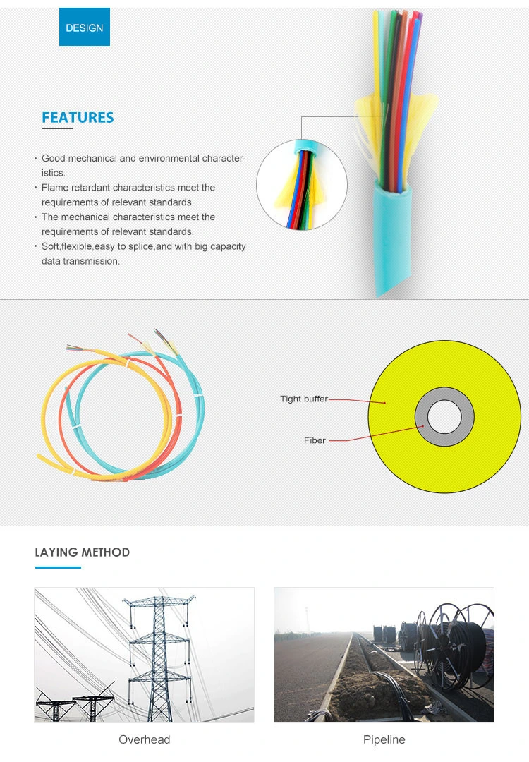 Good Anti-Interference Zero Halogen 1/2/4/6/12 Indoor Fiber Optical Cable